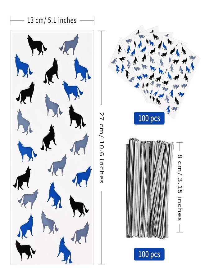 Lecpeting 100 Pcs Wolf Treat Bags Wolf Cellophane Candy Bags Wolf Party Favor with Twist Ties for Theme Birthday Party Supplies - Image 2